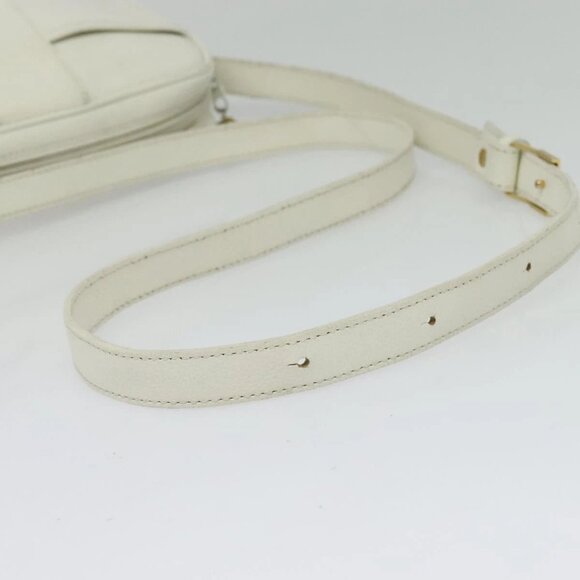 SAINT LAURENT Shoulder Bag Leather White Gold Auth BA4681 - Picture 8 of 16